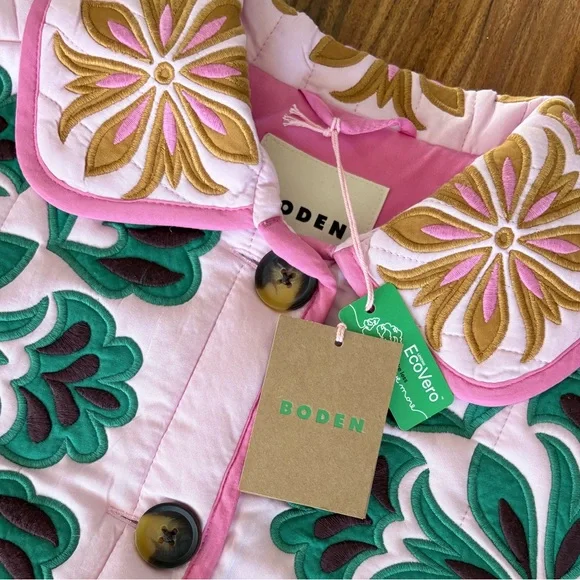 NWT Boden Women’s Fitzrovia Embroidered Jacket Size 6 Quilted Spring Coat Floral - Picture 11 of 16